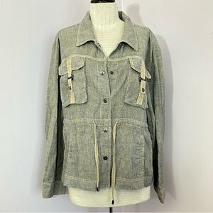 Anthropologie Marrakech Striped Linen Utility Jacket NWOT